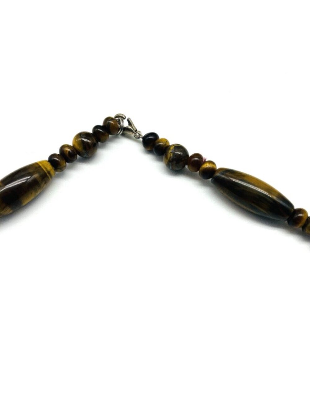 Tiger Eye Beaded Necklace Brown Gold Natural Stone Graduated Bead Strand - Picture 7 of 9